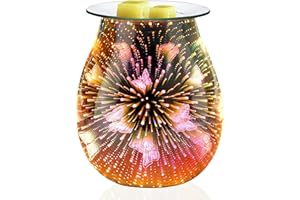 Dorephine Electric Wax Burners,Rustic Metal Oil Burner,Wax Melt Burner with 40W Edison Bulb for Home Décor (Glass Butterfly)