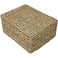 Wickerfield Seagrass Woven Storage Basket With Lid Shelve Basket Gift Basket Hamper Gift Box Christmas Eve Basket Bathroom Storage Basket (Large)
