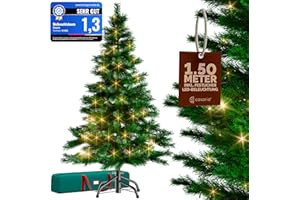 ‎CASARIA CASARIA® Weihnachtsbaum künstlich 150 cm Lichterkette 100 LED Tannenbaum mit Beleuchtung wie echt Stecksystem dichte Spitzen stabil schwer entflammbar