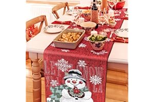 LEADERPRO Runner da tavola natalizio, con Modello di pupazzo di neve natalizio, 35 x 180 cm, lavabile, moderno, per l'inverno, per la cucina, per interni ed esterni, Natale (Tessuto colorato 35 x 180 cm)