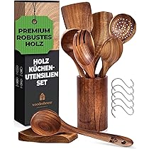 6-teiliges Holzlöffel-Set Aus Teak – Handgefertigt, Kratzfrei Für Antihaft-Pfannen