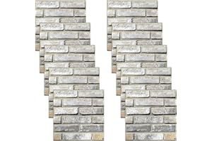 YapitHome 10 Pezzi Pannelli Adesivi per Pareti,30x30cm Pannello Decorativo Parete,DIY Carta da Parati Mattoni per Soggiorno,Salone,Bagno,Cucina,Ufficio