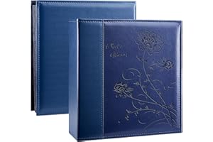 Miaikoe Photo Album 6x4 1000 Photos Slip in, Extra Large Capacity Leather Cover Wedding Family Picture Albums Holds 1000 Horizontal and Vertical 10x15cm Landscape Photos(Blue)