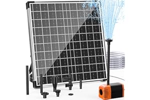 Biling 25W Solar Pond Fountain, 1200L/H Solar Powered Water Pump with Filter DIY Fountains Water Feature with 6.5ft Tubing and 4 Nozzles, 16.5ft Cord Pond Pump for Garden, Pool, Fish Tank Stream