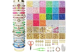 YKDLLF Perline per Braccialetti Argilla per Collane, Bigiotteria, Ciondoli per Bambini, Perline per Braccialetti Bambini Fai Da Te, Realizzare Gioielli Bracciali Collane Kit di Artigianato (B)