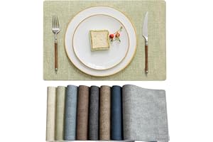 mosayt Juego de 4 manteles Individuales Lavables de Cuero, Impermeables, Resistentes al Calor, Antideslizantes, decoración para Cocina, Fiesta, Mesa de Comedor, Desayuno,Verde Hierba