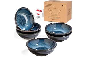 URBAN LIFESTYLE 6 tazones para salsa "Enra", hechos a mano en cerámica fina (azul marino). Tazones de sushi, tazones de especias, tazones de salsa, cuencos aperitivos, aperitivos menaje, bol salsa, plato aperitivos