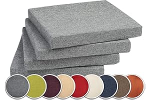 sunnypillow Set di 4 Cuscini per Sedia con Nastri - 40 x 40 cm - Comodi Cuscini da 5 cm di Spessore, per Sedie/Panche in Casa e in Giardino - Seduta Per uso Interno ed Esterno - Grigio