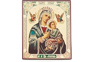 NKlaus Mère de l'aide éternelle icône en bois 10 x 12 cm chrétienne orthodoxe 13933