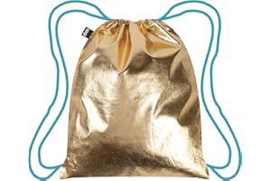 LOQI Sac à Dos métallique avec Cordon de Serrage, doré, Sac à Dos décontracté