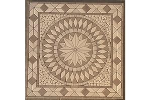 ESTILE MOSAICO Antikmarmor Rosone 67x67 cm Windrose Mosaik Einleger Fliesen Grau Beige Marmor 056