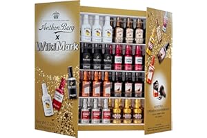 WikiMark x Anthon Berg Bouteilles de chocolat farcies à la liqueur - Nouvelle édition 2024 Avec de Nouvelles Saveurs – Comprend une Boîte à Bouteilles. 1 Kg - 64 Bouteilles.