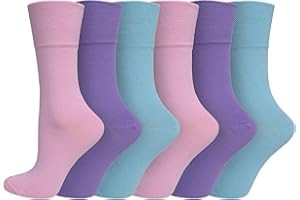 SOCKSMAD Ladies ORGANIC Cotton Eazy Grip Gentle Cuff Diabetic Socks 4-8 UK - 6 Pairs (TORONTO)