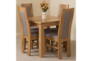 OAK FURNITURE KING Oslo 90 x 90 cm Oak Small Dining Table and 4 Chairs Dining Set with Stanford Oak Chairs