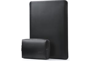 HYZUO Pokrowiec na laptopa 15–16", kompatybilny z MacBook Pro 16 M2/M1 Pro/Max A2780 A2485 A2141 2019-2023, MacBook Pro Retina 15 2012-2019, etui ze sztucznej skóry z torbą na akcesoria, czarny