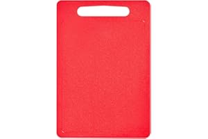 Chef Aid Large Red Poly Chopping Board, Multipurpose Anti-Slip Surface, Easy Clean and Dishwasher Safe with Handle, 40 x 30cm Other Colour Options Available.