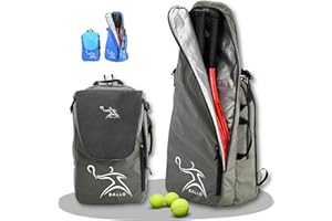 BALLO® Sac à dos de tennis, sac à dos pour raquettes de tennis, badminton, pour homme et femme, avec compartiment à chaussures et compartiment fermé pour raquette