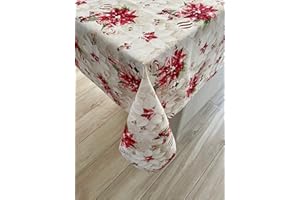 1KDreams Tovaglia natalizia. Decorazione Natale con Stelle Fiori Palline Fiocchi. Shabby chic moderno. (130x320 cm)