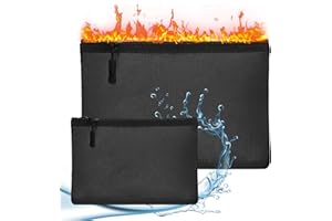 TOPCZY 2 Stück Feuerfeste Banktasche Set A4/A5, Feuersichere Aktentasche, Bis 1100℃ Fiberglas|Schutz vor Feuer Brand und Spritzwasser(34x25cm,20x14cm)für Passport,Dokumente,Rechnungen,Bargeld