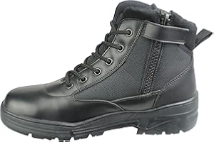 Savage Island Combat Boots Black Leather Mid Height Side Zip