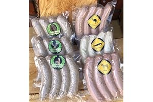 METZGEREI R. HEEG XXL Exoten/Wild Bratwurst Pack (Reh-, Wildschwein-, Hirsch-, Krokodil-, Känguru- und Zebrabratwurst)