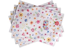 ‎MAISON D' HERMINE Maison d' Hermine Tischsets 33 cm x 48 cm, 100% Baumwolle, 4er-Set, dekorative, Ostern waschbare Tischsets für Küche, Hochzeit, Camping – Happy Florals - Sweety – Frühling/Sommer