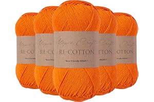 Utopia Crafts Re-Cotton Strickgarn, 5 x 100 g, (Kürbisorange)