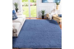 XSIVOD hochflor Wohnzimmer Teppich, Schlafzimmer Bettvorleger, Moderner zottelig flauschig weich Teppiche für Kinderzimmer Anti-Rutsch Unterseite waschbarer Teppich, 160x230 cm, Kobaltblau