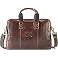 PICCO MASSIMO Men's 15.6 Inch Laptop Leather Messenger Bag | Brown | Sleek Office Essential | Superior Padding Ensures Laptop Safety | Stylish Design with Convenient Storage