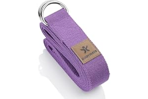 BODYMATE Cinturón de Yoga, Correas para Estiramiento, Banda de Fitness Pilates, Strap Belt de Algodón Natural 100%