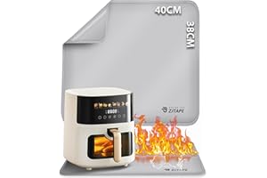 ZJTAPE Alfombrilla resistente al calor - Alfombrillas de silicona ignífugas 40x38cm, Base ignífuga para encimeras de cocina, antideslizantes e impermeables para freidora de aire, cafetera (Plata)