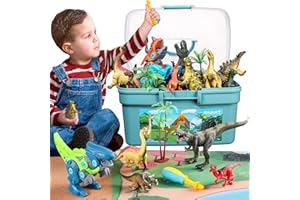 GIUHAT Dinosauri per Bambini, Regalo Bambino 3-8 Anni, Giochi & Regali Bambini, Pasqualone, Figure di Dinosauri con Tappetino