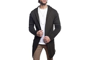 Carisma Herren Strickjacke Lang mit Kapuze • Herren Jacke mit Seitentaschen Lange Kapuzenjacke Herren angenehme Übergangsjacke für Männer 7601