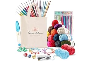 CROCHETZEN Crochet Kits for Beginners Adults - Beginners Crochet Kit for Adults & Kids - 73 Pcs Crochet Set - Knitting Starter Kit Includes Ergonomic Crochet Hooks Sets, Yarn, Crochet Bag & More