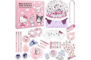 Get Trend Hello Kitty Sanrio Calendrier de l'Avent 2025 Fille Ado Femme, Coffret Beauté Bien-Être, Noël Accessoires Kawaii Idée Cadeau Anime (Rose Hello Kitty)
