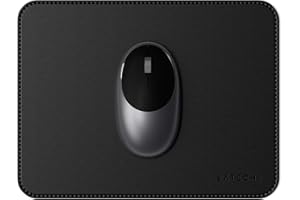 SATECHI Alfombrilla para Ratón de Cuero Vegano, 25 x 19 cm, Mouse Pad para Oficina y Hogar, Tapete de Ratón Fabricado en Cuero Sintético, Elegante, Reversible y Resistente a Arañazos – Mousepad Negro