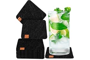 Miqio® Designerskie podkładki filcowe na szklanki, okrągłe lub kwadratowe, ekologiczne, filcowe podkładki pod szklanki, 10 podstawek na napoje, świece, kubki, bar, szkło, dekoracja stołu