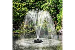 ‎BILING Biling Schwimmender Springbrunnen mit LED-Beleuchtung für Großer Gartenteich, Teichbrunnen mit 2500 l/h Pumpe, 9m Kabel mit EU-Stecker, Wasserspiel mit 3 Fontänen Modi (Frostsicher)