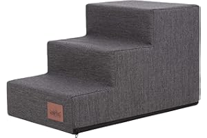 BJIRD Hundetreppe, Katzentreppe, Antirutsch und Beständig - Haustiertreppe mit 3 Stufen für kleine Hunde - 50 x 30 x 30 cm - Inari - Graphit