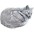 Statua Gatto Che Dorme In Pietra | Scultura Fatto A Mano | Resistente Al Gelo Per Esterno - Foto 3