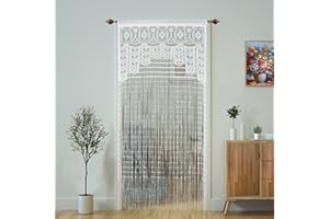 YAOYUE 2 Pcs Macrame Lace Door String Curtain for Doorways,Room Divider Doorway Hippie Window Panel Room Divider Wall Closet Curtains for Bedroom Closet Door Drapes Decorations (35×79in/90×200cm,White)