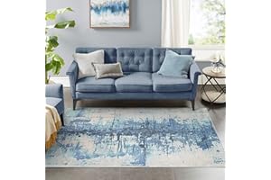 ASIinnsy Tappeto Astratto Tappeto Grigio Blu Tappeti Moderni Soggiorno Antiscivolo Morbido Tappeto Salotto Pelo Corto Tappeti Grandi per Soggiorno Camera da Letto (160 x 200 cm, Blu Inchiostro)