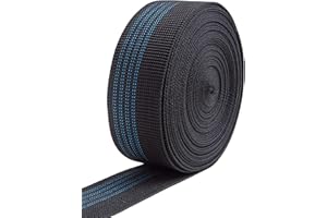 IPEA Gurt für Sofa, Stuhl, Polster, Sessel – 10 Meter Länge – Elastiches Gummiband Gurtband mit 4 Streifen – Zugband für Sitz, Rückenlehne Elastizität 40% – Breite 50 mm – Schwarz