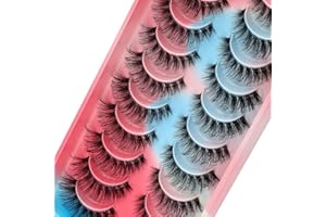 HICOCU Falsche Wimpern Clear Band Natürlich D Curl Natürliche Cluster Volumen Wimpern Set,10 Paar Natürlich 3D Klebstoff Band KÜnstliche Wimpern (HA04)