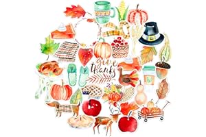 Navy Peony Cozy Thanksgiving Stickers (38 Pieces) - Cute, Waterproof, Durable | Stickers for Water Bottles, Laptops, Scrapbook and Journals