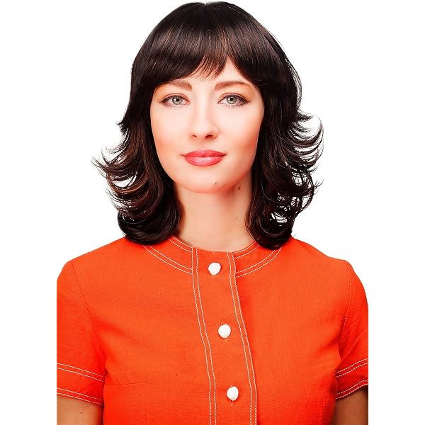 WIG ME UP Perücke 6370-35/1B/2-4 - Schulterlang, Gelockt, Mix Schwarz/rotbraun