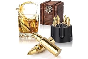 Eligara Juego de Piedras para Whisky - Whiskey Stones Gift Set - Cubitos de Hielo Reutilizables para Whisky, Caja de Madera [6 Piezas], para Hombres/Papá/Novio/Marido
