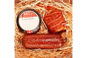 MEISTER'S Wurstpaket Oberlausitz | Präsentkorb Edel Salami & geräucherter Schinken am Stück | Fresskorb Fleisch- & Wurstwaren mit Leberwurst im Glas | verfügbar als Geschenkkorb