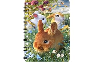3D LiveLife Quaderno - Coniglietti di Deluxebase. Quadernino A6 Spiralato Lenticolare in 3D con Coniglietti, con fogli bianchi in carta riciclata. Opera d'arte del celebre artista David Penfound