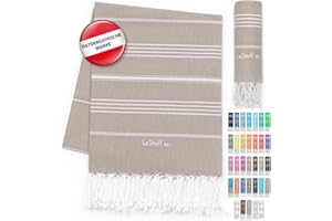 LeStoff Hamamtuch - 100% Bio-Baumwolle, 95 x 180 cm, Vorgewaschen, Saugstark, Schnelltrocknend, Badetuch, Badehandtuch groß, Saunatuch Herren, Saunahandtuch Damen, für Sauna, Wellness, Spa (Navy)